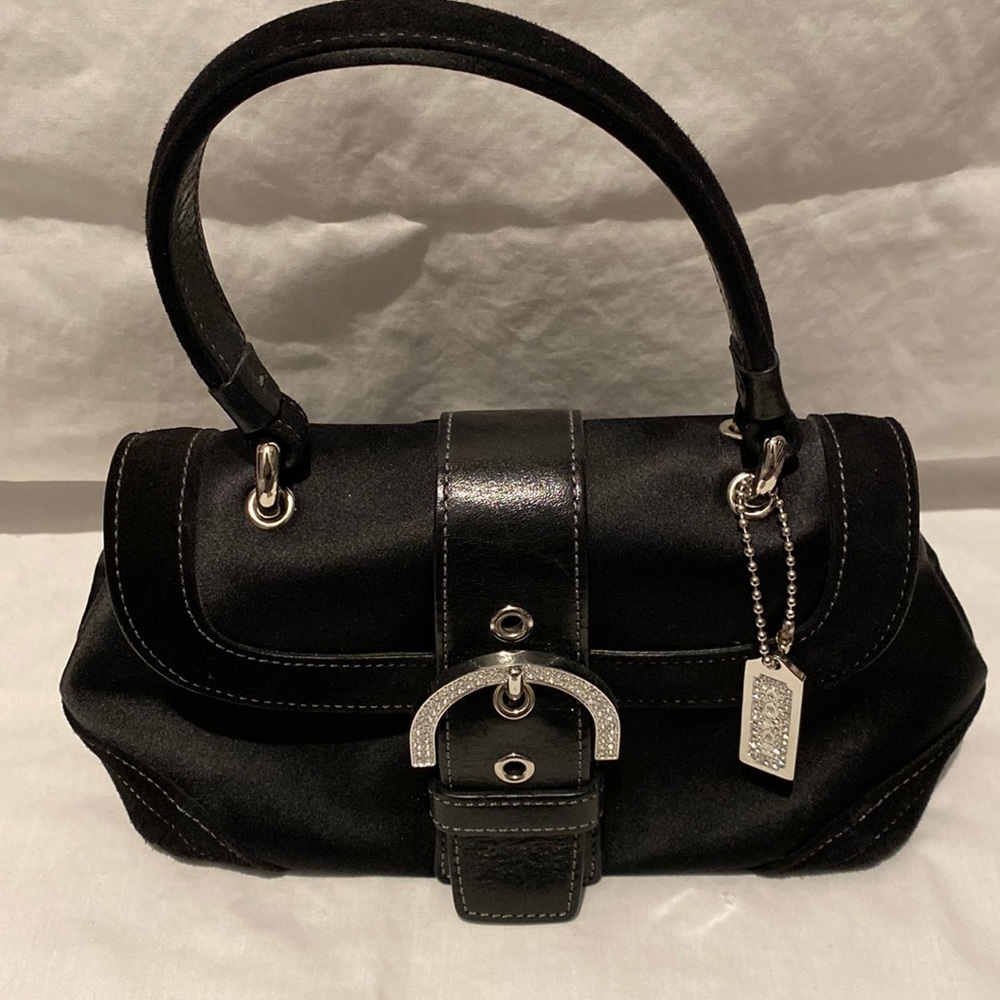 Coach Black Satin and Suede Nighttime Dressy Bag